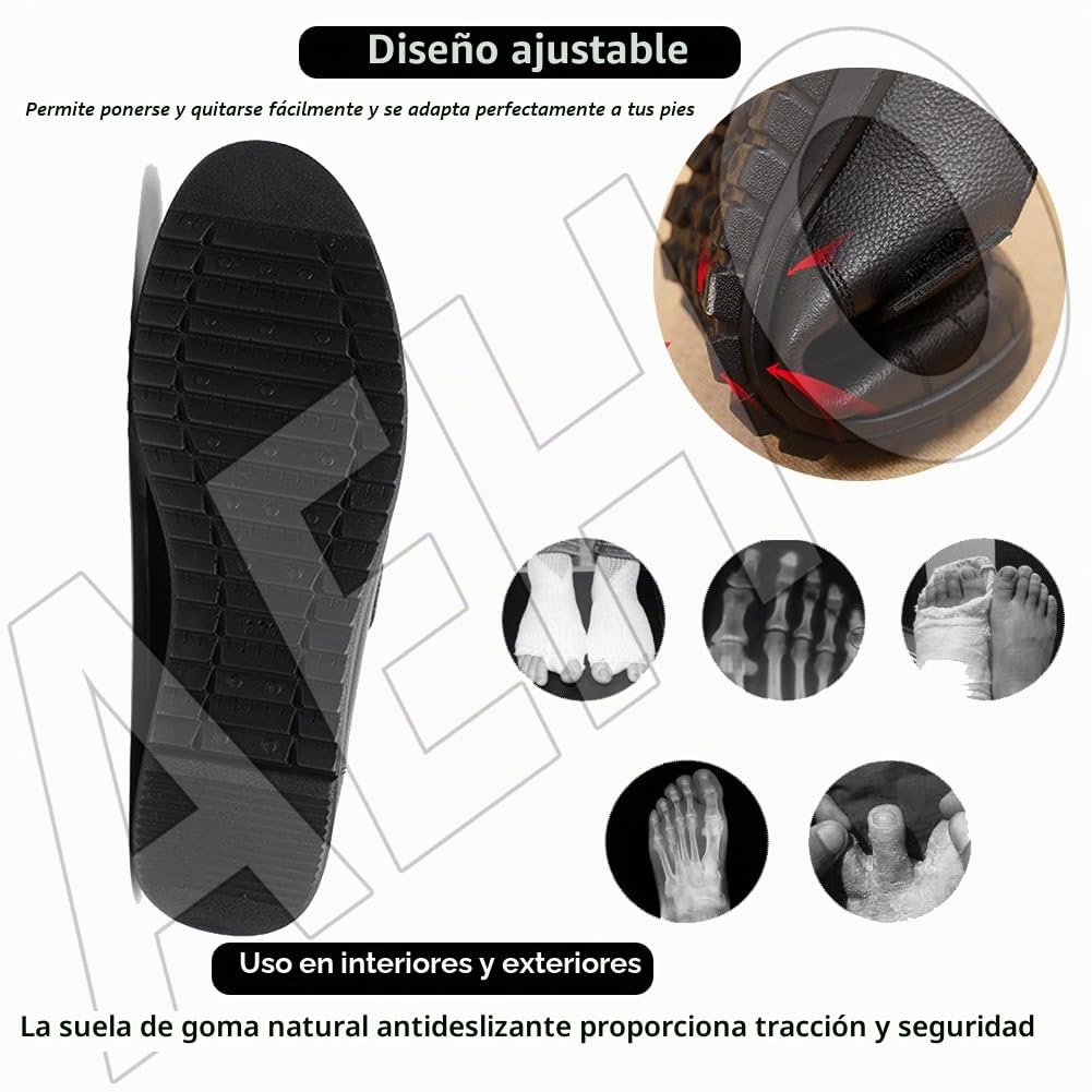 AEHO Zapatos Ancho Especial Mujer Cuero PU Air Cushion Slip On Walking Shoes Zapatillas ortopédicas para Mujer sin Cordones ortopédicos con colchón de Aire,Negro,41/255mm