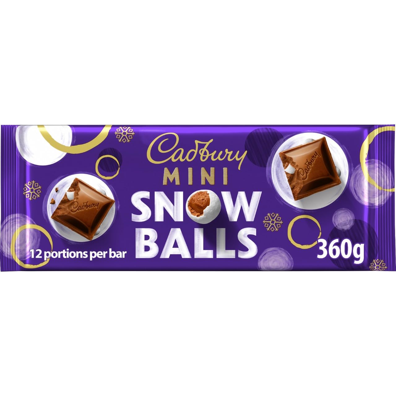 Cadbury Festive Mini Snow Balls Chocolate Bar, 360 g (Pack of 1)