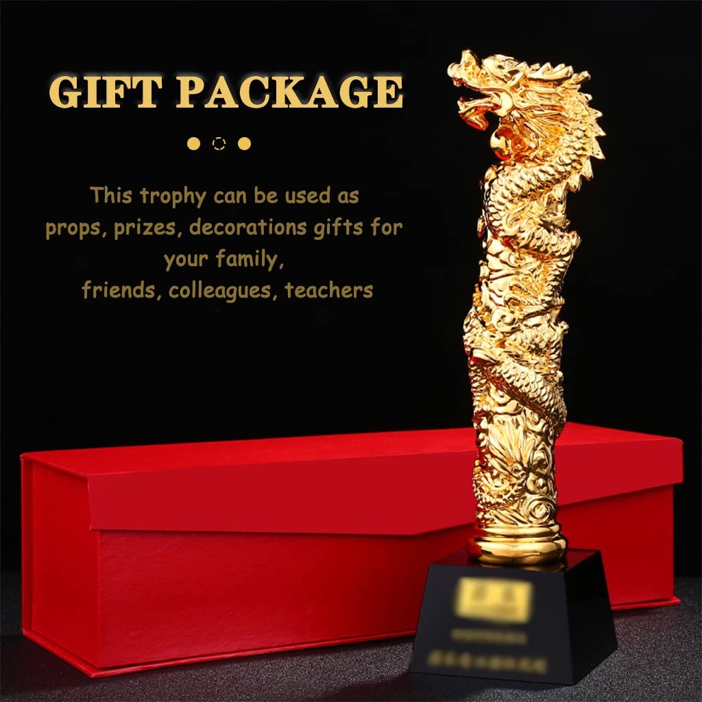 ドラゴン彫刻の金色メダル Amazon.co.jp: トロフィー トロフィー クリスタル 繁栄ドラゴン