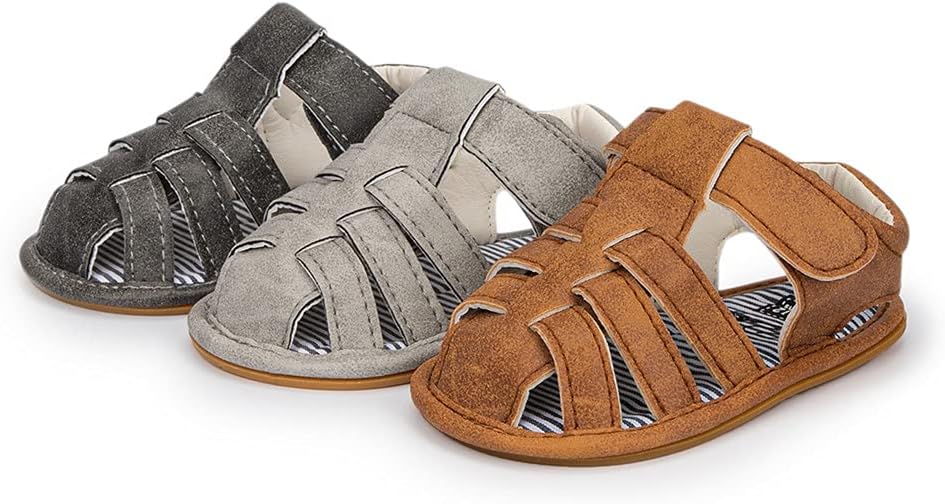 Meckior Baby Infant Boy Girl Sandals Newborn Non-Slip Soft Rubber Sole Sandals for Baby Boys Open-Toe Outdoor Casual Summer First Walkers Shoes
