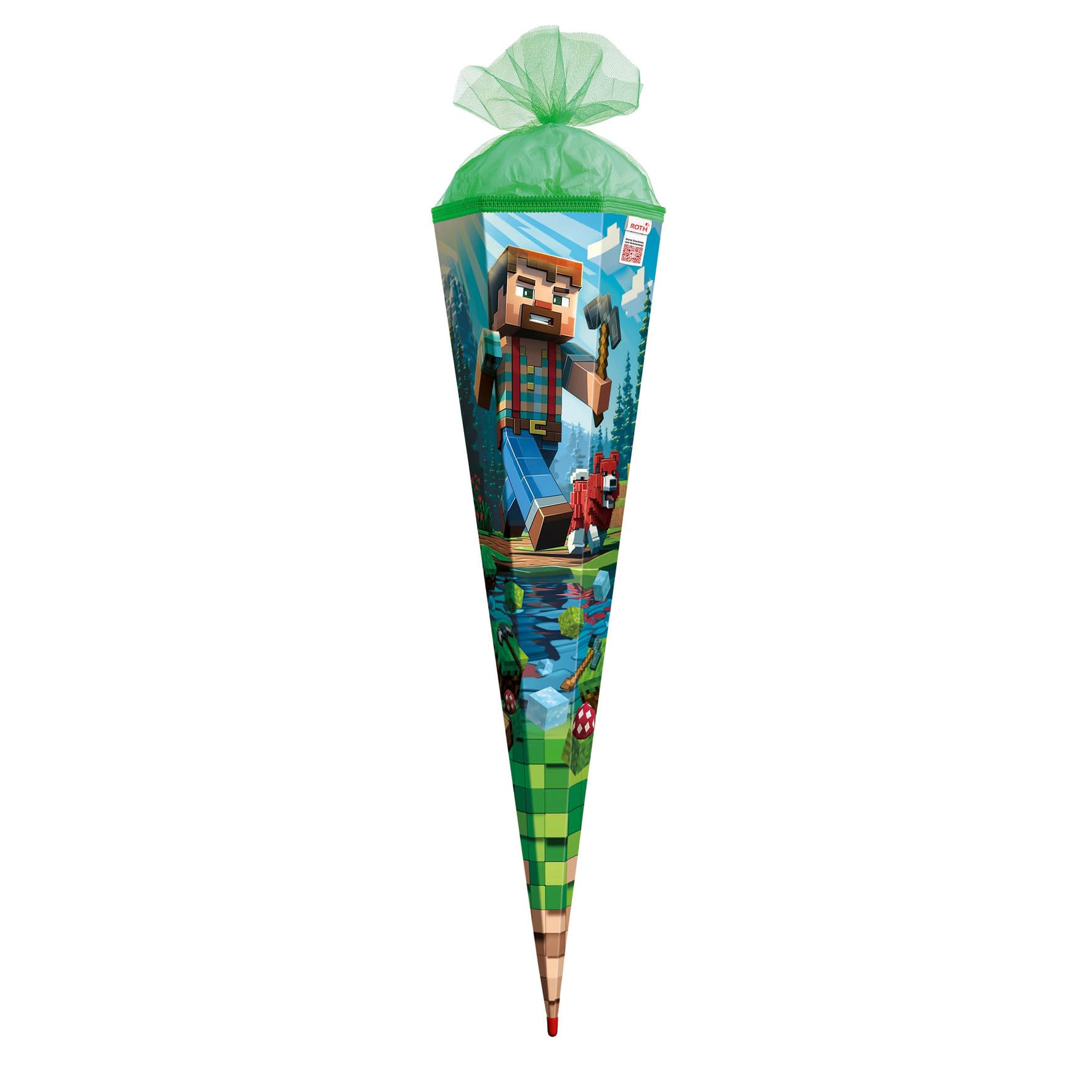 ROTH Motiv-Schultüte, Block Game, 85 cm, eckig, Rot(h)-Spitze, Tüllverschluss