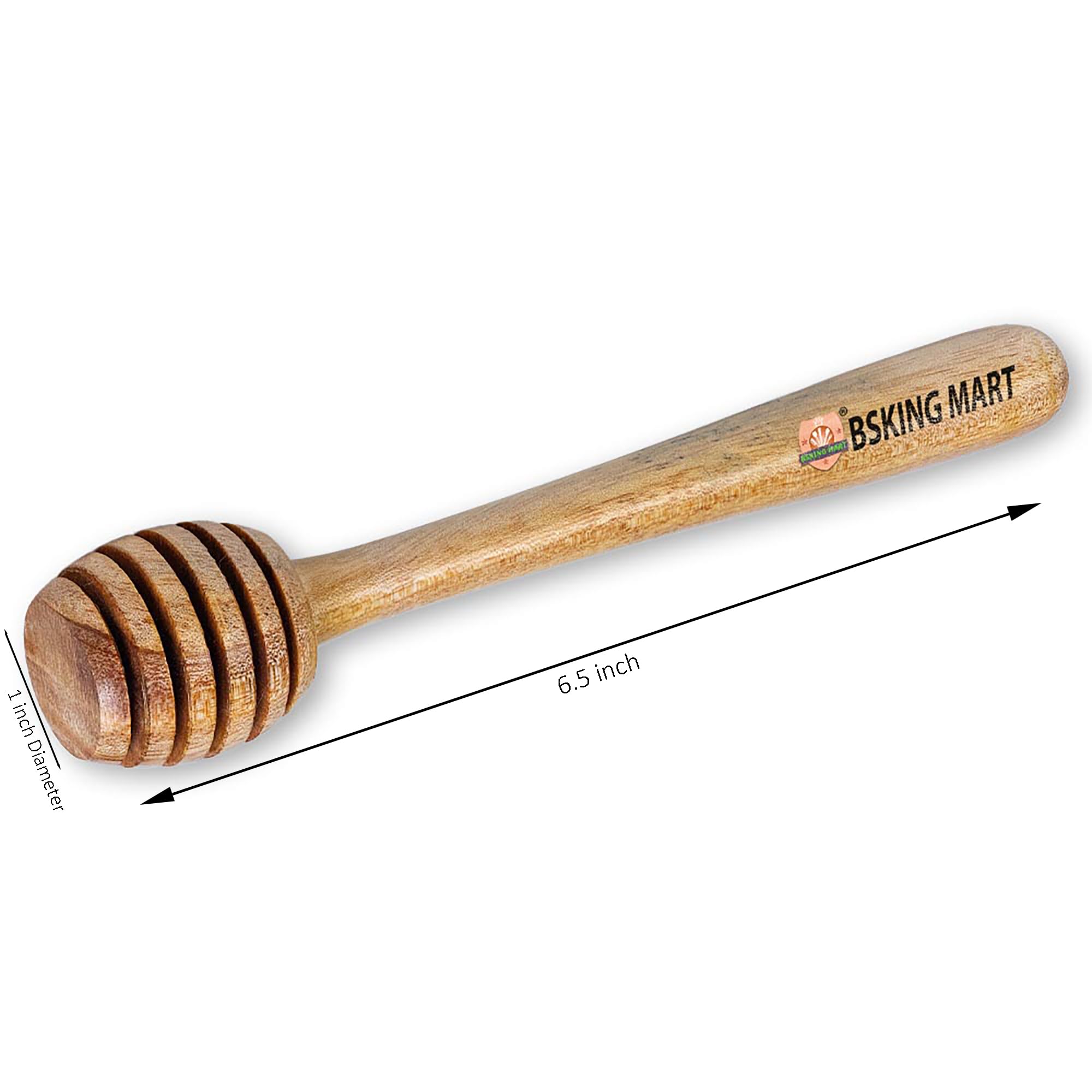 Wooden Honey Dipper Stick, 6.5 inch Length, Traditional Design 1