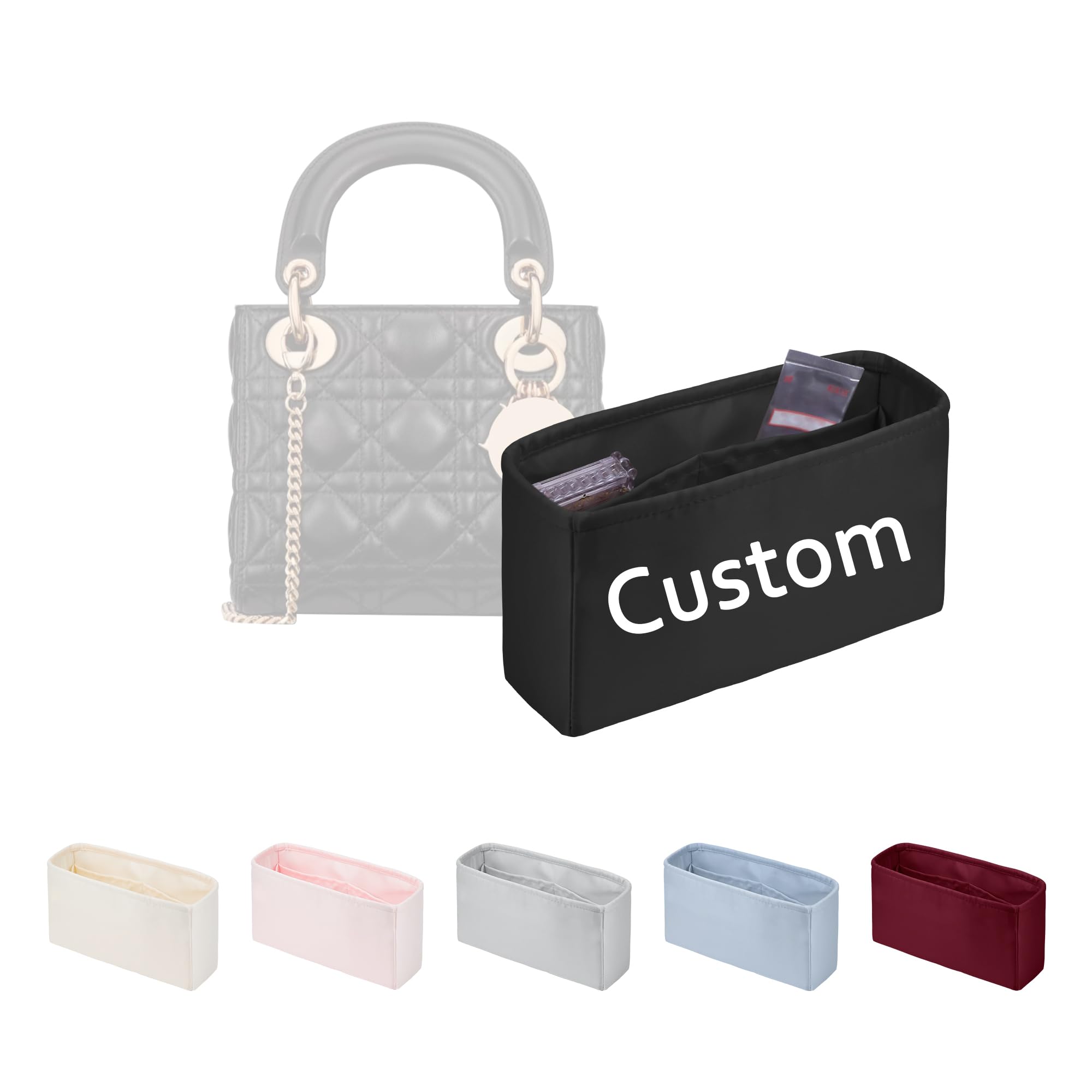 Purse Organizer Insert for Lady/Toujours Bags, Satin Luxury Bag Insert, Lightweight & Portable Purse Shaper with Pockets, Ideal for Travel, Shopping,