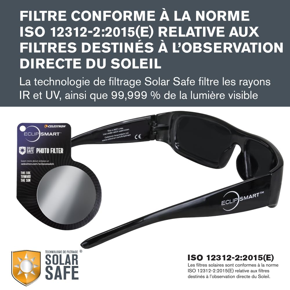 Celestron EclipSmart 3 pièces Kit d'observation et d'imagerie de l'éclipse Solaire. Lunettes solaires, Filtre pour Appareil Photo et Livre sur l'éclipse Solaire