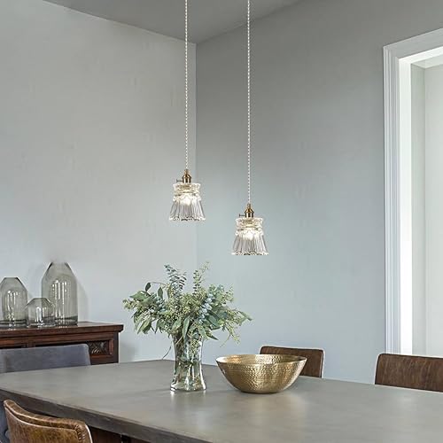 Miniatura 7 de Lámpara colgante de cristal, lámparas colgantes de latón vintage con interruptor, lámpara colgante pequeña de granja para cocina, isla, comedor,