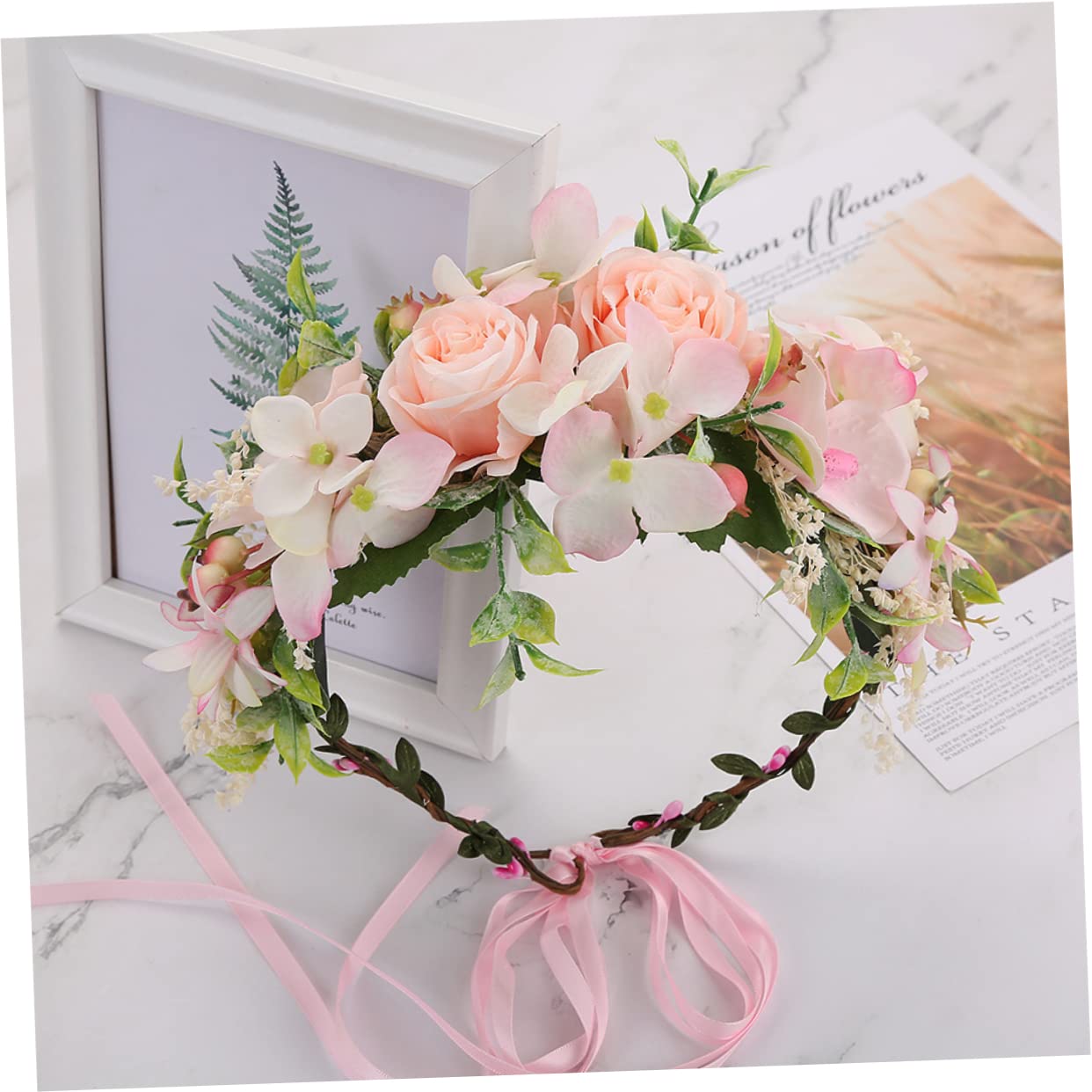 FOMIYES 2piezas Diadema De Flores De Rosa Artificial Para Fotografía De Vacaciones La Playa Accesorio Floral Bohemio Para Bodas y Fiestas