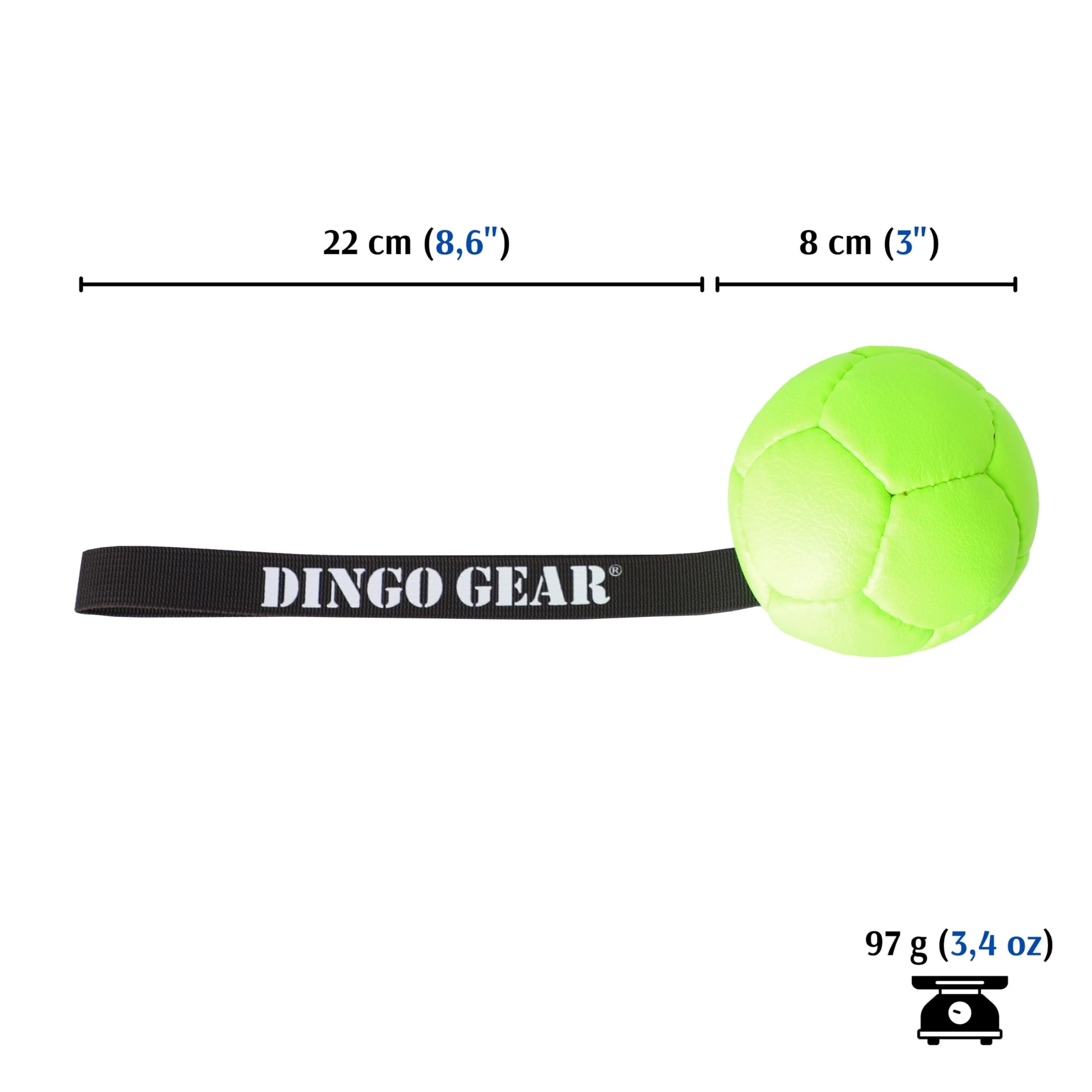 Dingo Gear Faux Leather Ball for Dog Training, as Reward for Fetch tug of war, for Strong Tugger, Handmade, 3in Green S02685