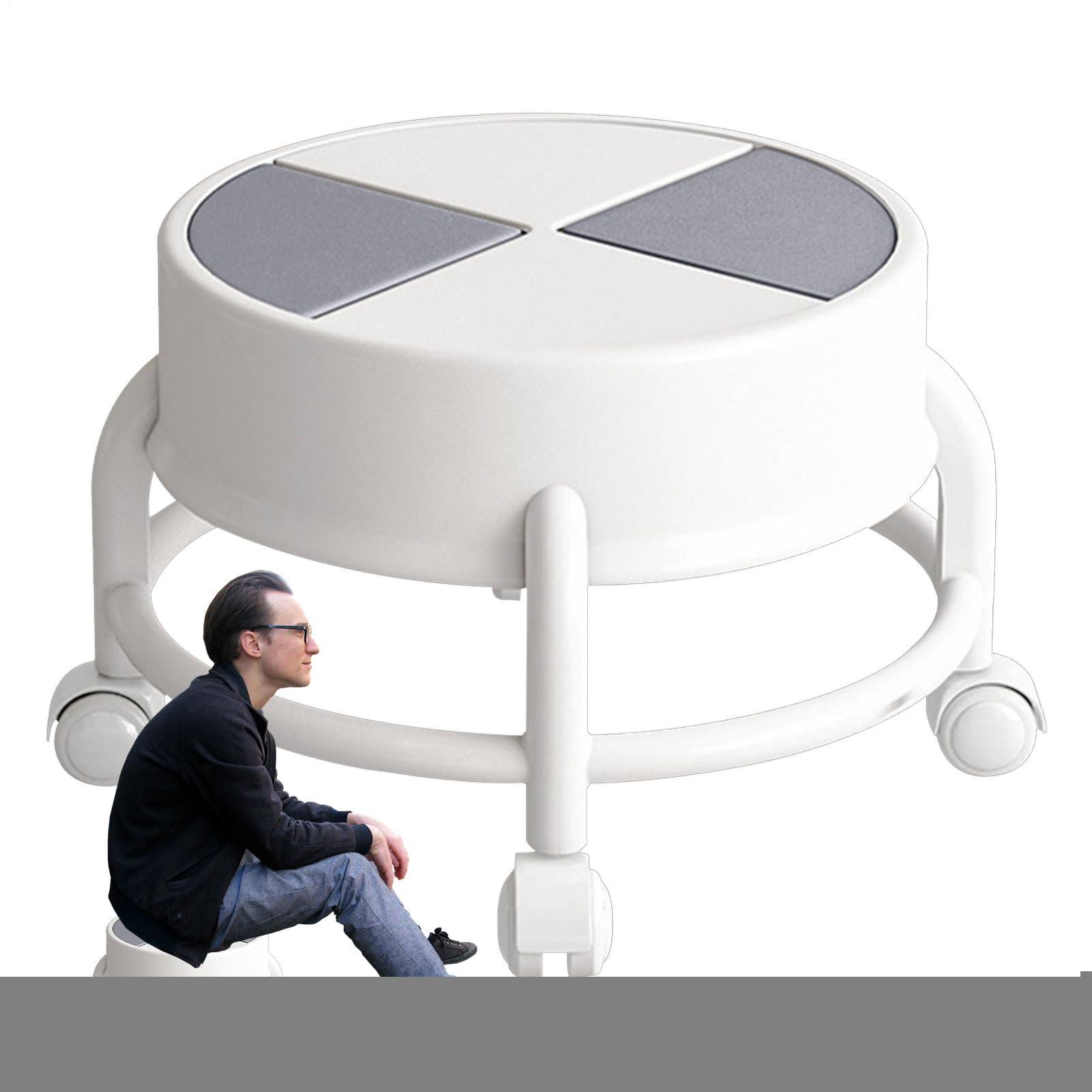 Tabouret à roulettes rotatif contre le mal de dos pour nettoyer et bricoler