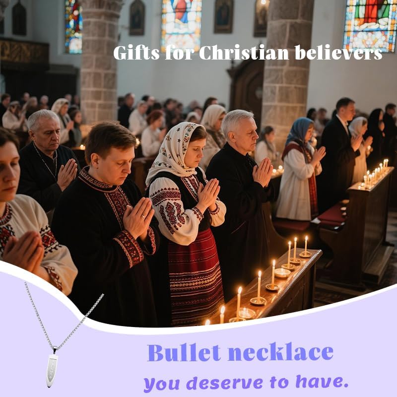 Jesus Pendant Cross Necklace for Christian Religious Faith Baptism Gifts for Men Churcher First Communion Confirmation Gift Stainless Steel Shield Faith Cross Pendant Hip Hop Necklace - Image 3