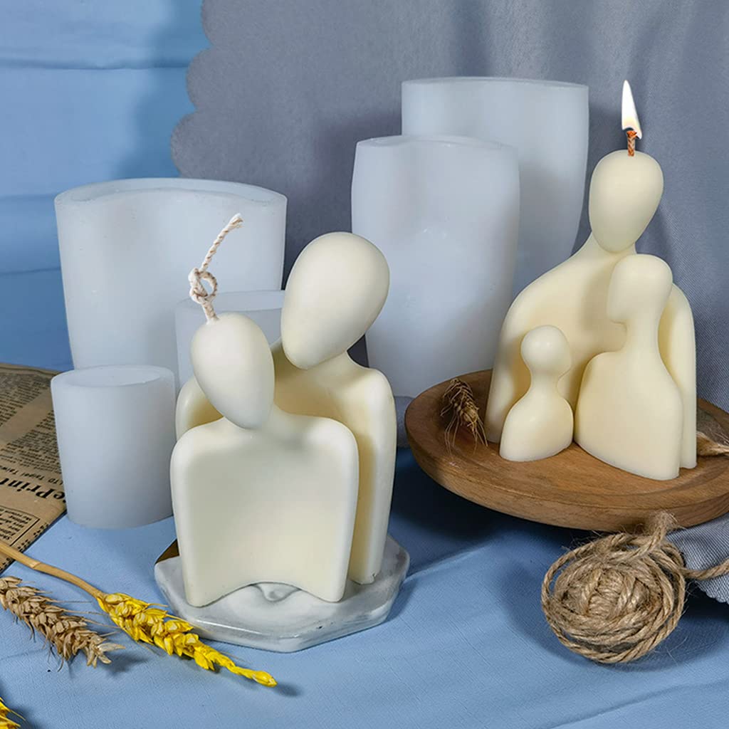 Portrait - Candela in resina epossidica Hug Family per aromaterapia, in silicone, a forma di candela