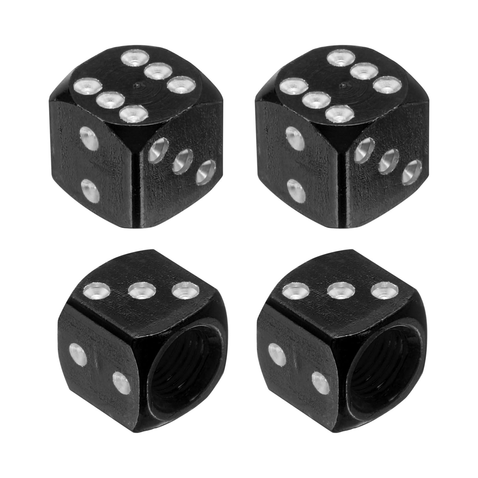 PATIKIL Dice Tire Valve Stem Caps, 4PCS Universal Aluminium Alloy Dustproof Tire Valve Stem Covers for Cars SUV Trucks Bikes Motorcycles Bicycles, Black