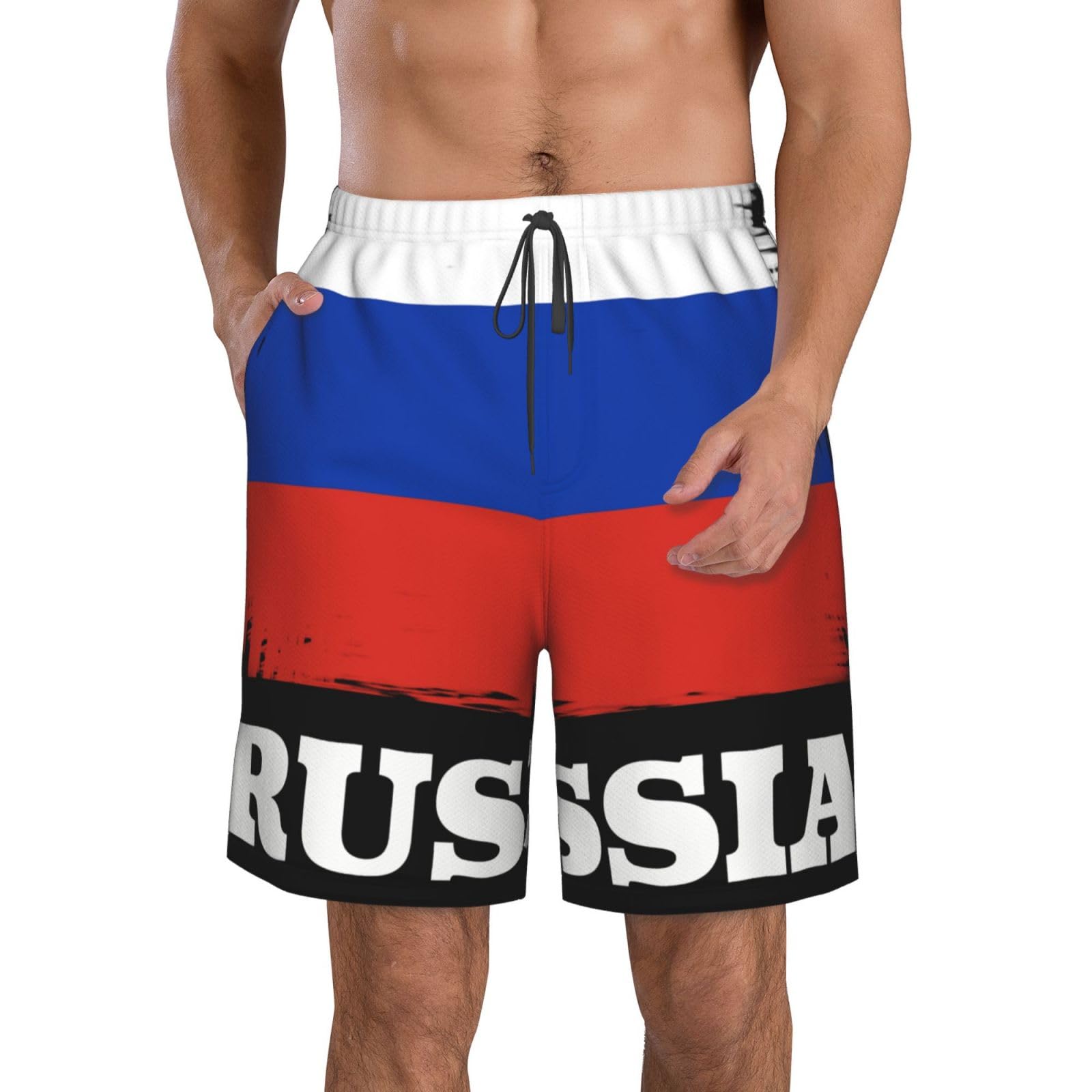 Bandiera Russa di novità Uomo Costume Mare con Tasche Calzoncini Asciugatura Rapida Pantaloncini da Surfe