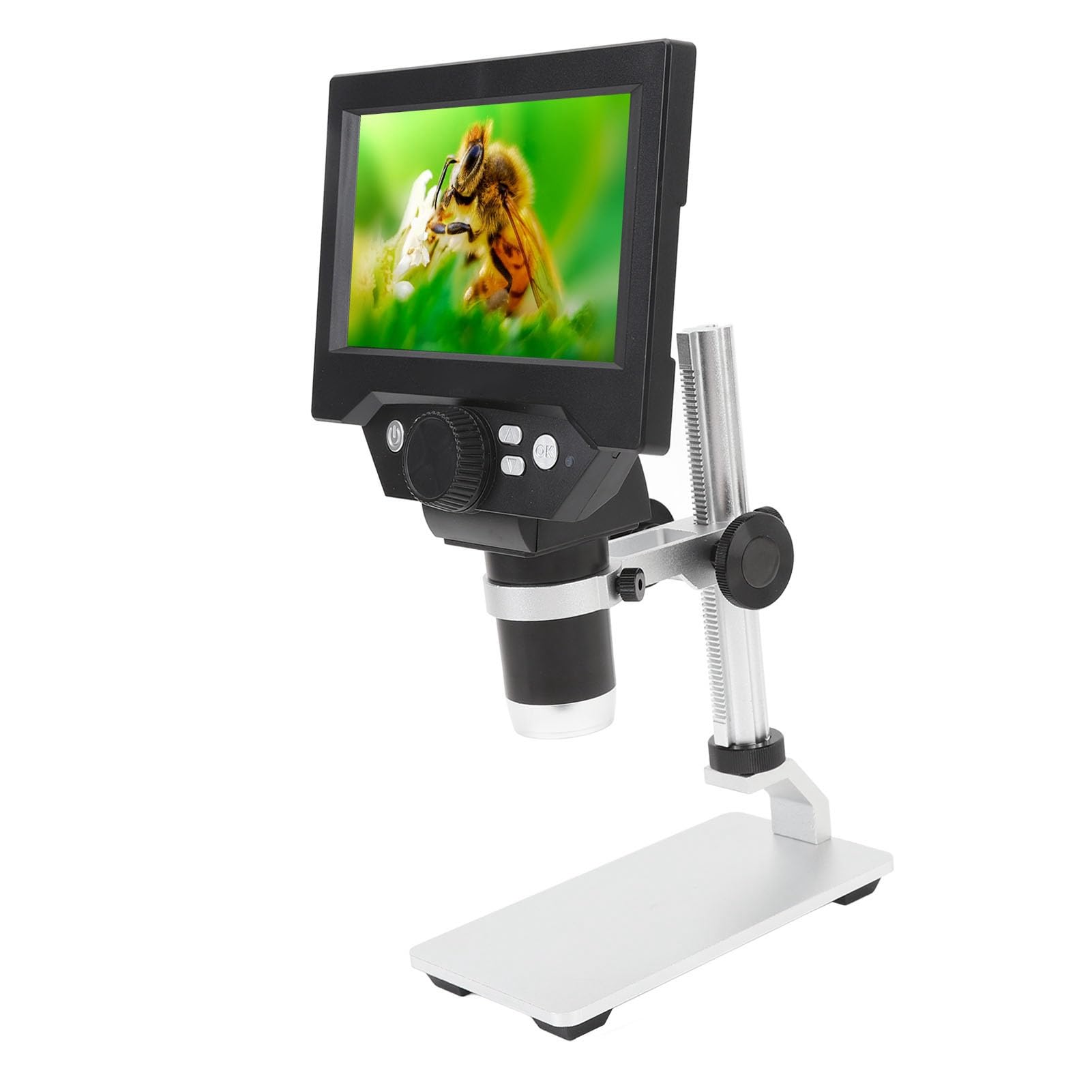 Akozon Microscopio Digital con Aumento de 1000X con Pantalla LCD de 5,5 Pulgadas 1080P HD USB Microscopio de Monedas 8 Luces LED Batería Recargable Vista de PC Soporte de para Niños Adultos Educación