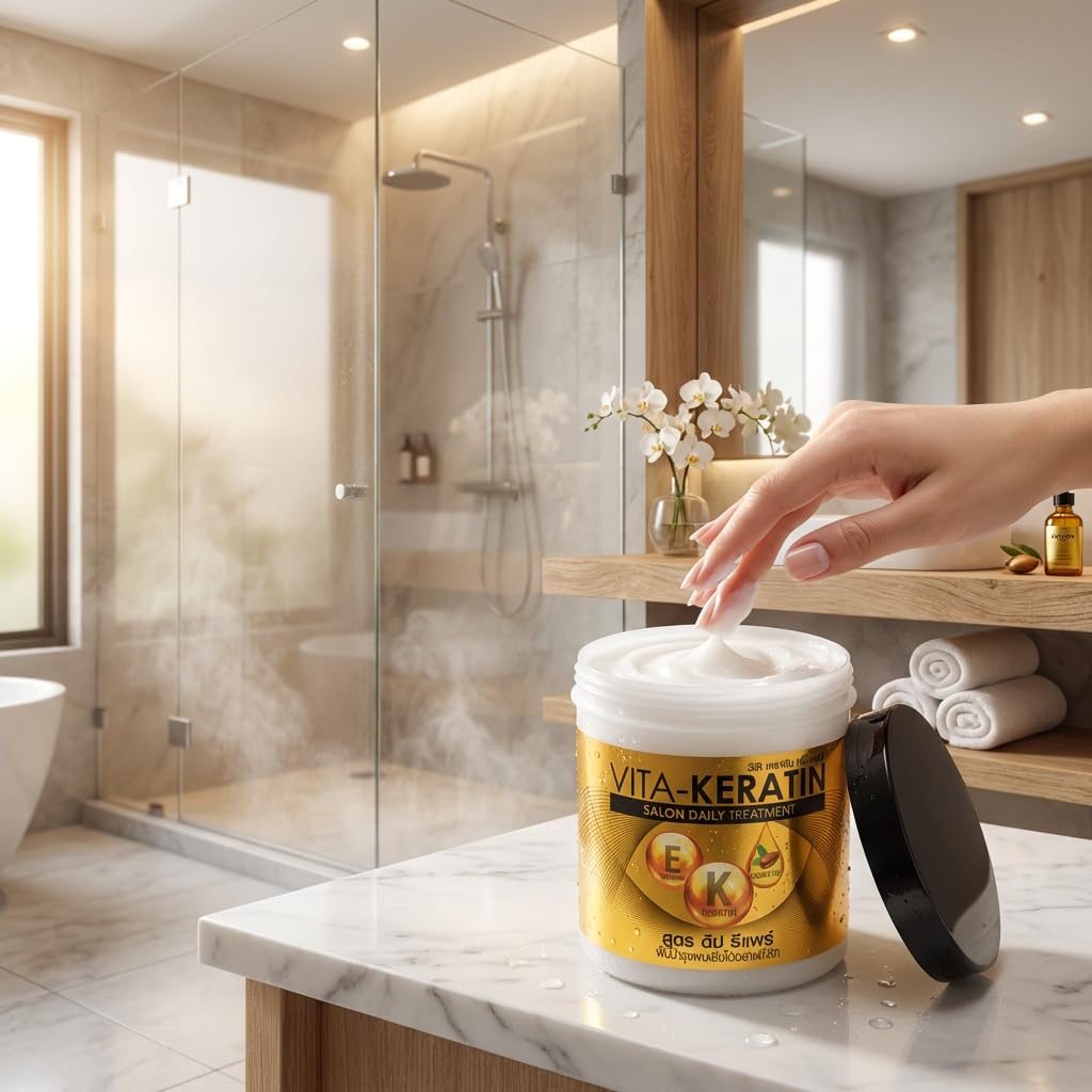 VITA-KERATIN Profesjonalna codzienna pielęgnacja włosów - Odżywcza maska z olejkiem arganowym, keratyną i witaminą E - słoik 600ml