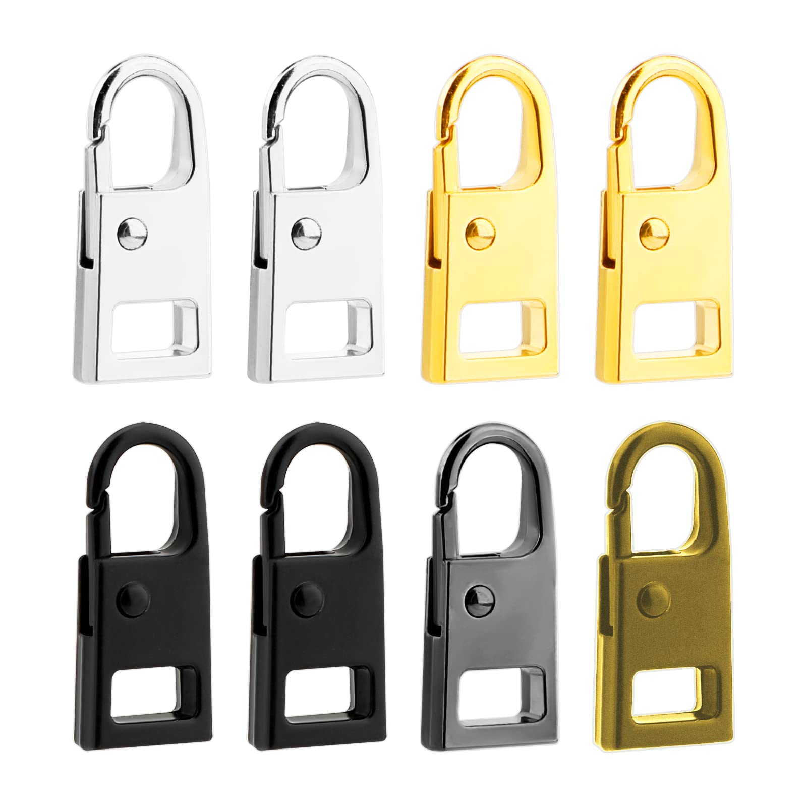 KINBOM 8pcs Zipper Pull Replacement, Small Detachable Zipper Pull Metal Zipper Pull Tab Zipper Pull Handle Mend Repair Kit for Boots Backpacks Coat Suitcases Jacket Purse (5 Colors)