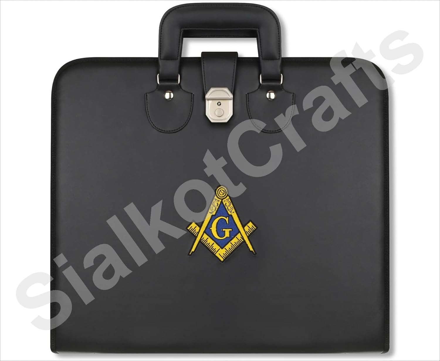 Masonic Embroidered Square And Compass Black Master Mason Soft Apron Case - Blue Lodge MM/WM Provincial Size 16 Inches x 18 Inches With Free Embroidered Cotton Gloves(Premium Regalia)