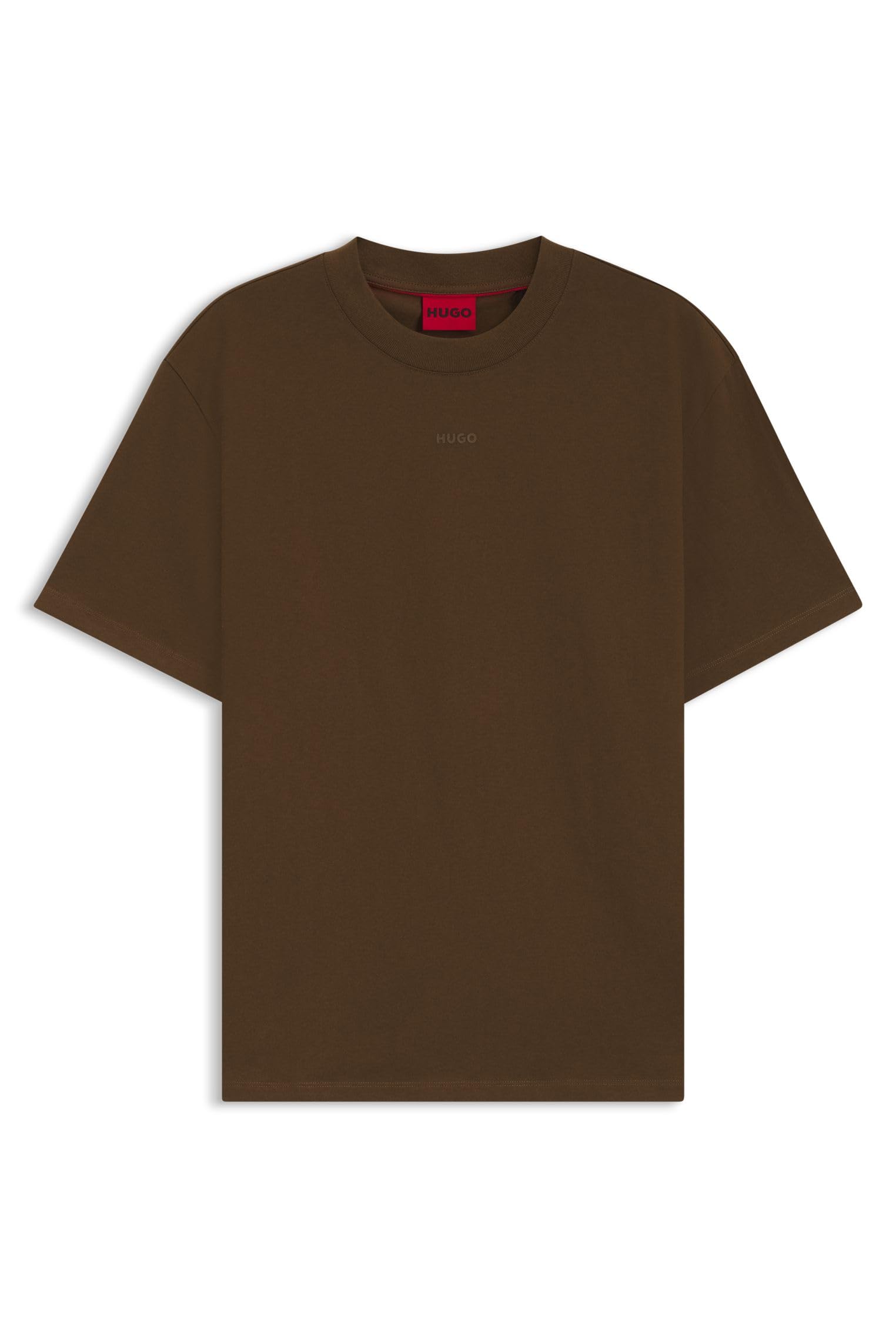 Hugo Men's Medium Brown217 Dapolino Relaxed-Fit T-Shirt In Cotton Jersey With Logo Print