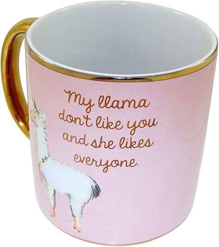Pink and Gold My Llama Don't Like You - Taza de café de cerámica, 22 onzas