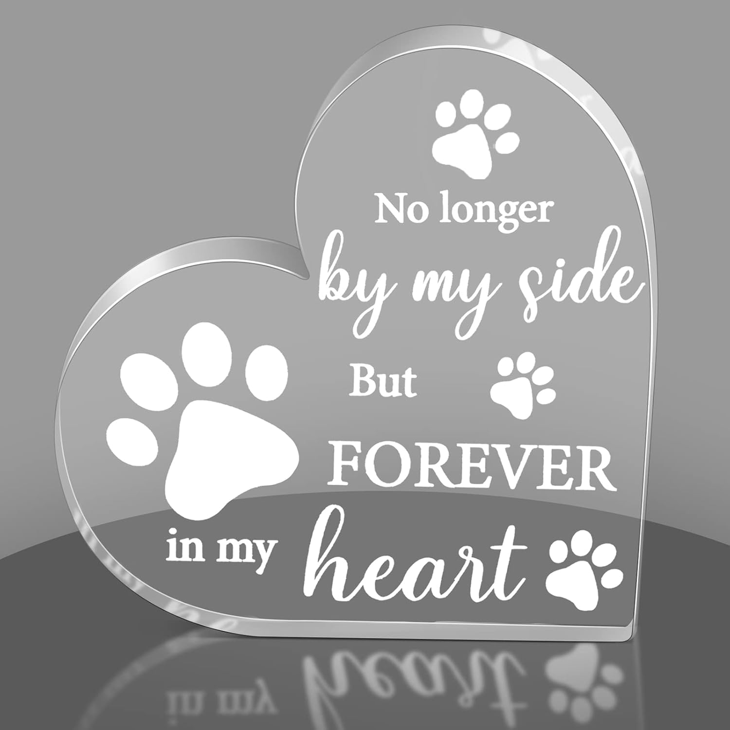 Pet Memorial Gifts, Acrylic Heart Shaped Sympathy Gift Paw Print Dog