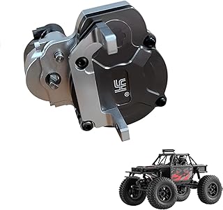 RC Metal Transmission Center Gearbox Case with Gear for FMS FCX18 LC80 1/18 RC Crawler Car Upgrades Parts Complete Gearbox Transmission Case for FMS FCX18 Accessories (Sliver)