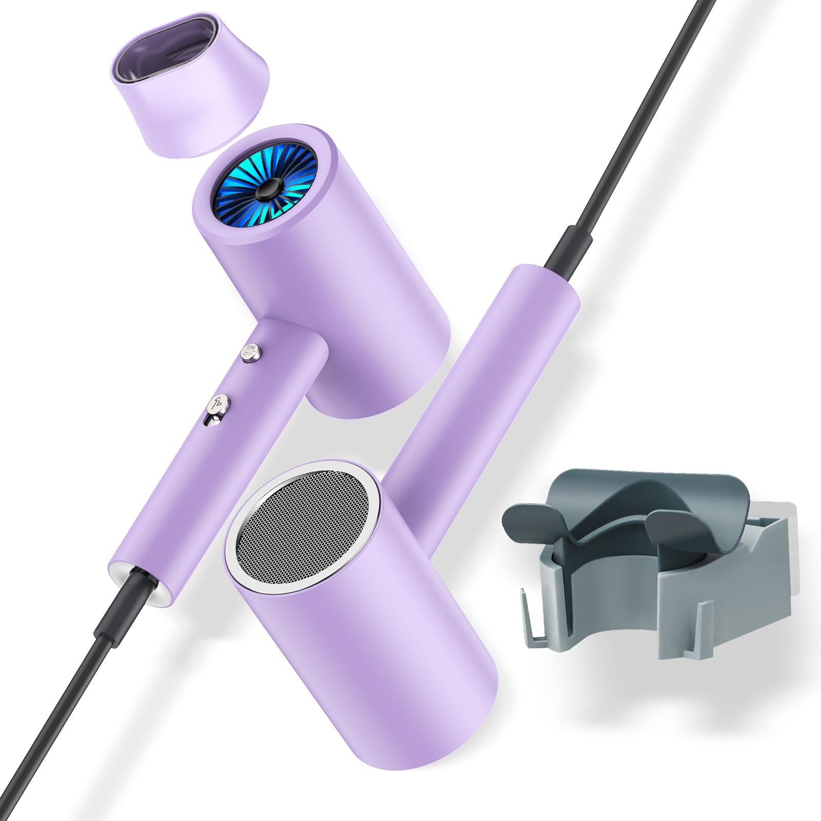 Salon Styling Hair Dryer with Wall Holder Blue Light Negative Ions Fast Drying High Power HairDryer for Home