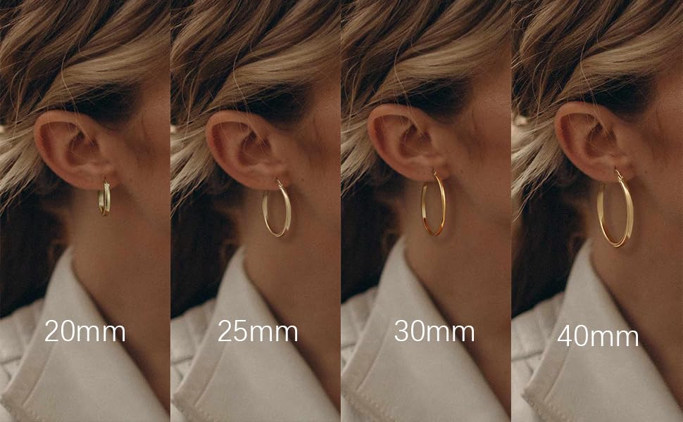 14K Gold Hoop Earrings for Women 14K Gold Earrings for Women Lightweight Hoop Earring for Womens Earring 20/25/30/40mm2