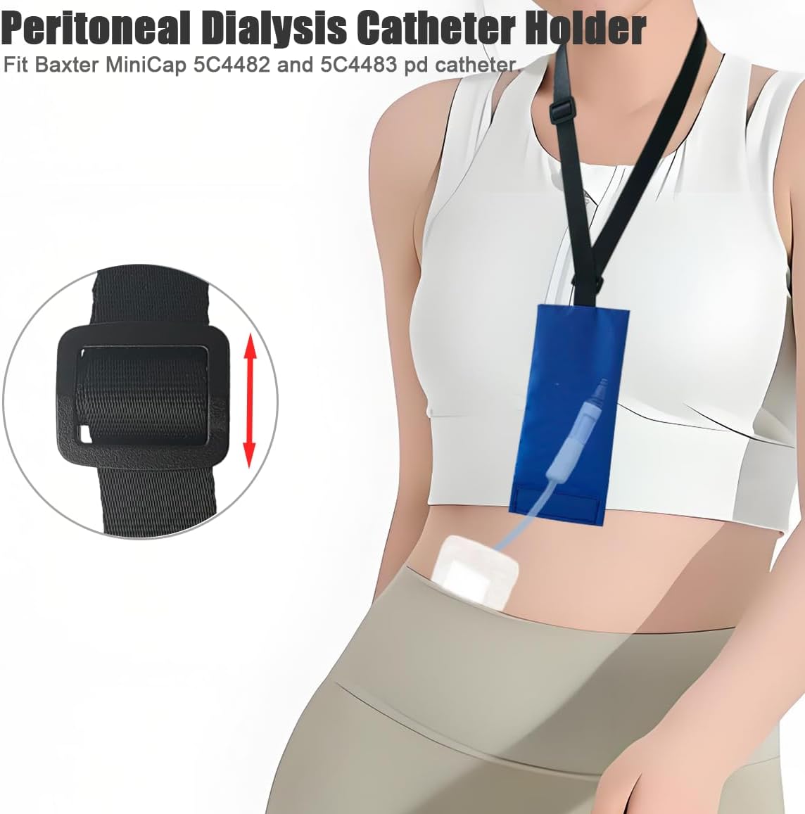 2PCS Peritoneal Dialysis Catheter Holder for Baxter,PD Transfer Set Catheter Shower Holder,Adjustable PD Catheter Lanyard for Men/Women (Blue)