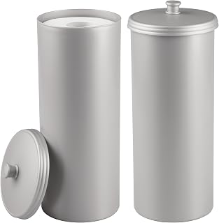 iDesign Freestanding Bathroom Toilet Paper Storage Holder, 2-Pack, Silver