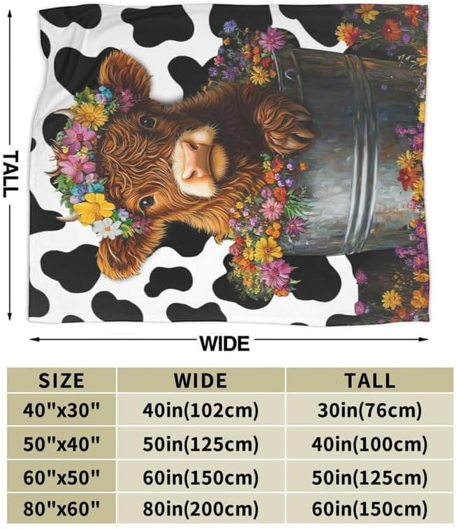 Highland Cow Blanket Warm Plush Cow Flannel Throw Blanket Super Soft Fleece Cozy Fuzzy Highland Cows Stuffed Animal Blanket Gifts for Kids Teens Adults Room Decor 40"X50" - Image 6
