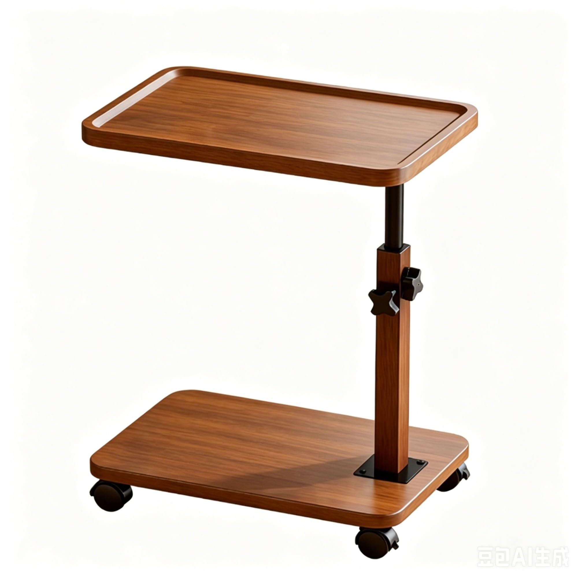 ZTHYSHOZ Side Table Roller Storage Rack Adjustable Table Mobile Small Coffee(Walnut)