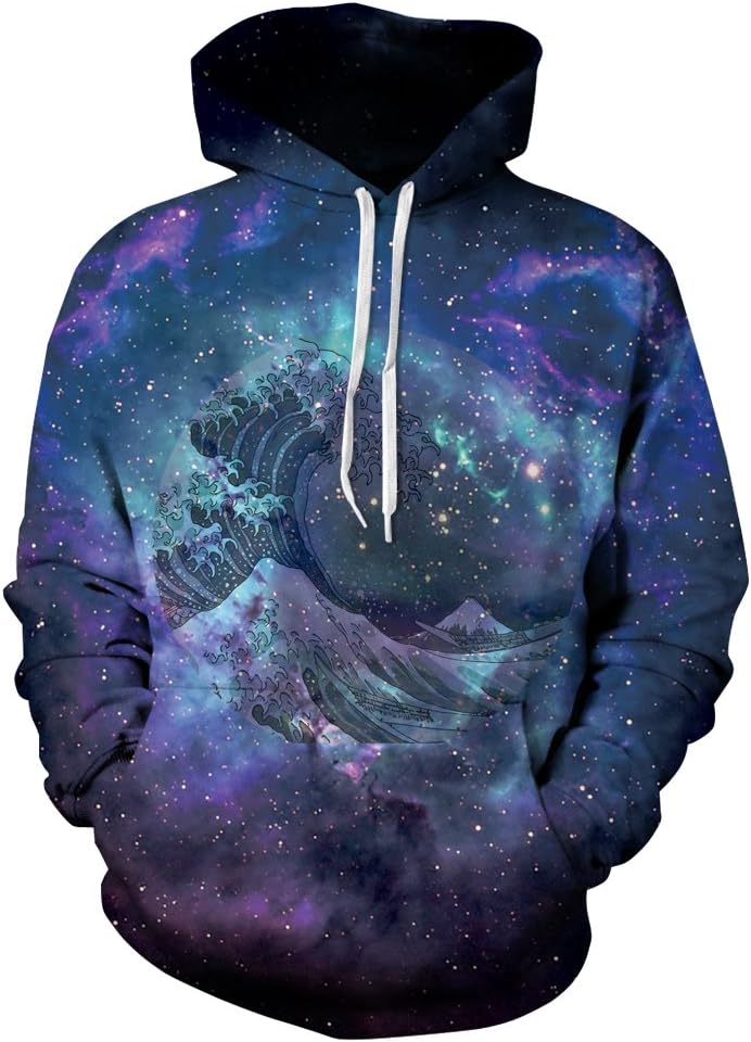Sanrense Galaxy Hoodie Men Colourful HD 3D Printed Pullover Unisex Long Sleeve Funny Christmas Patterned Sweatshirts for Teens Jumpers