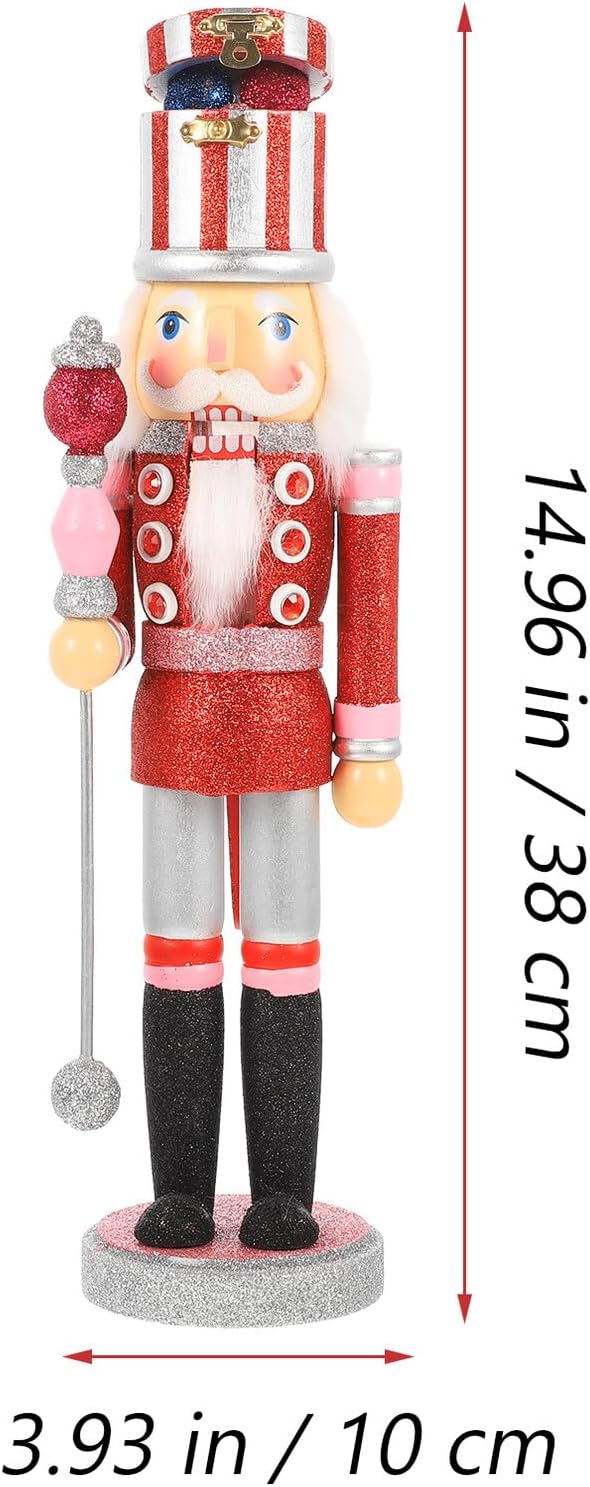 Hemoton Wooden Nutcracker Soldier Figurine Red Christmas Tabletop Decor Xmas Nutcracker Ornament Holiday Home Decoration