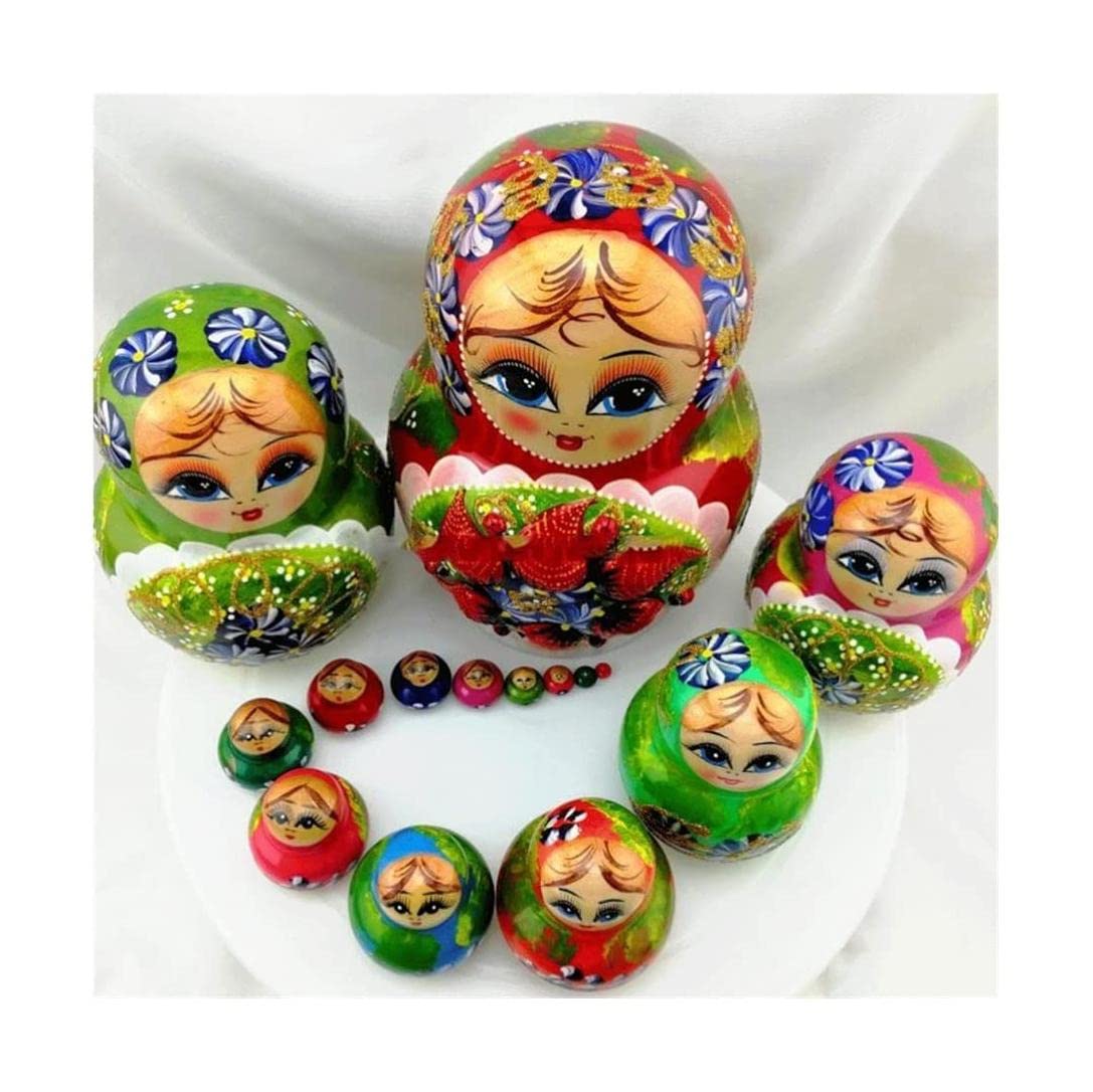 Matrioszka 15 stuks Russische Nesting Dolls Traditionele Matroesjka Poppen Stapelen Geneste Set Leuke Meisje Baboushka Nesten Poppen Home Decor zabawny prezent