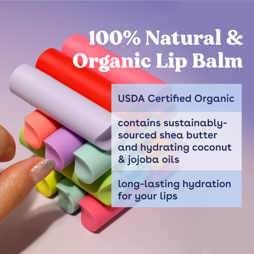 eos USDA Organic Lip Balm - Strawberry Sorbet | Lip Care to Moisturize Dry Lips | 100% Natural and Gluten Free | Long Lasting Hydration |2 Count (Pack of 1) : Everything Else