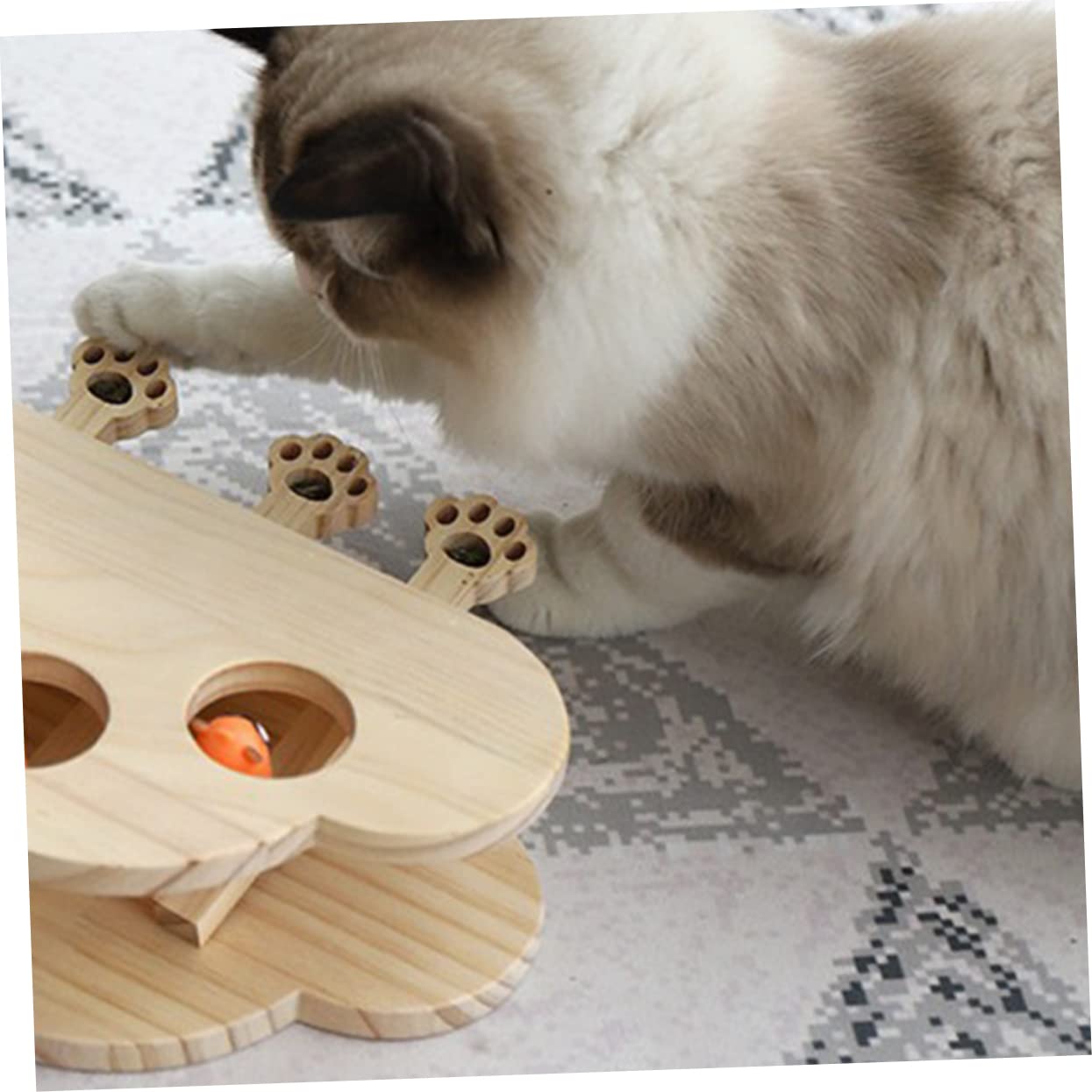 COLLBATH Juguete para atrapar Gatos Juguete Interactivo para Gatos Ratones s para Mascota raspador Gatito Gato de De Madera
