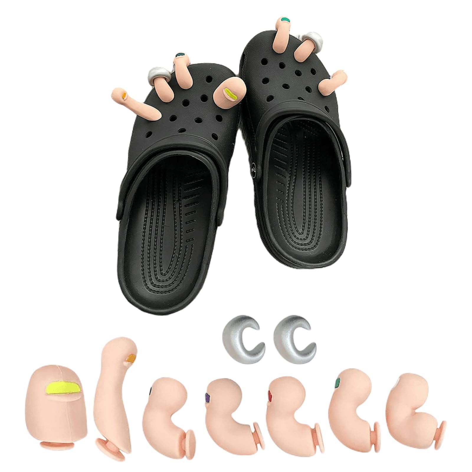 AOOTUERL Lot De 2 Breloques Amusantes Pour Chaussures En Forme De Gros Orteil Poilu, Décoration Unique 3D, Pour Adultes Et Enfants, Pour Fête D'anniversaire, Hilarant Et Réaliste, Taille Unique, Pas