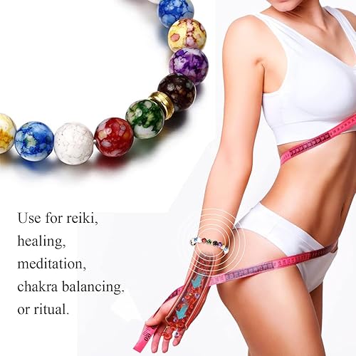 Miniatura 7 de Pulsera de 7 chakras, pulsera de 7 chakras, amor supremo, religión curativa piedras reales pulseras de yoga y reiki, Gema Piedra, Ágata