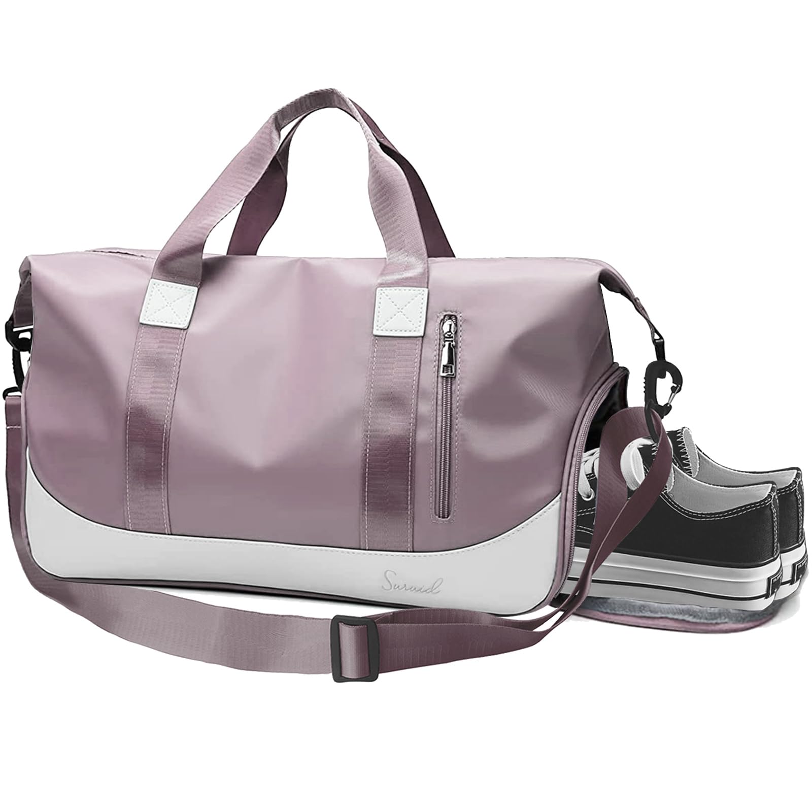 Suruid Bolsa Deporte, Bolsa de Viaje para Mujer y Hombre Bolsa de Gimnasio de Fin de Semana con Compartimento para Zapatos y Bolsillo Mojado Ligera e Impermeable