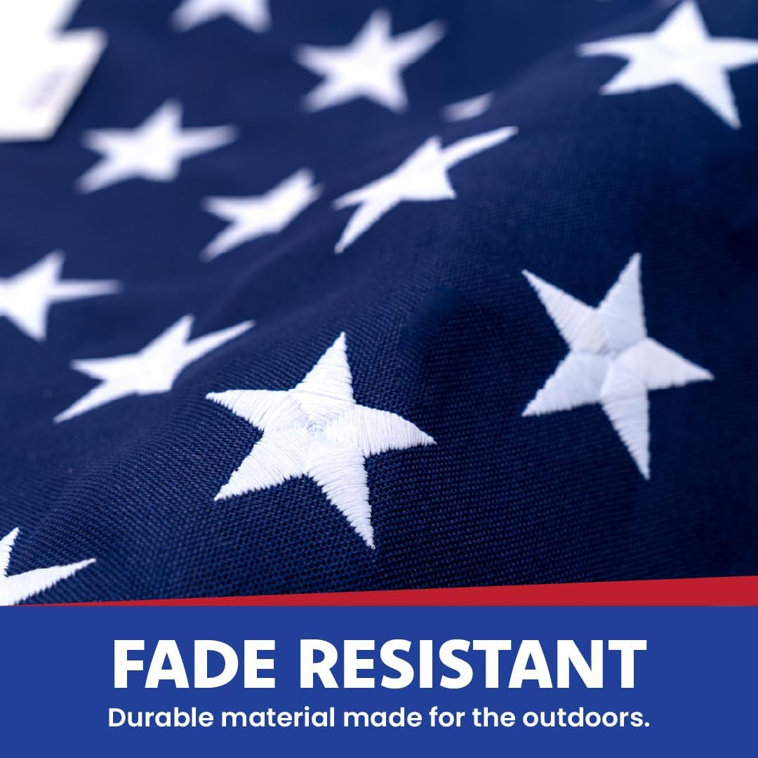 Made in USA Flags Co - 3x5 American Flag - Heavy Duty USA Flag - Premium PolyMax Polyester, Sewn Stripes, & Embroidered Stars - All Weather American Flags for Outside - FMAA Certified, US Made