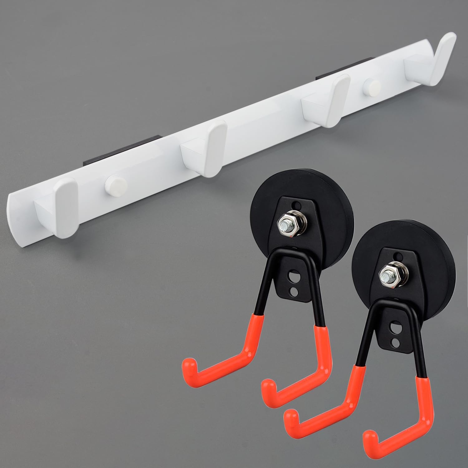 MUTUACTOR 1Pack Strong Magnetic Hooks Heavy Duty for Hanging,2Pack Magnetic Garage Hooks for Power Drill Driver Cable Tie Garden Hoses