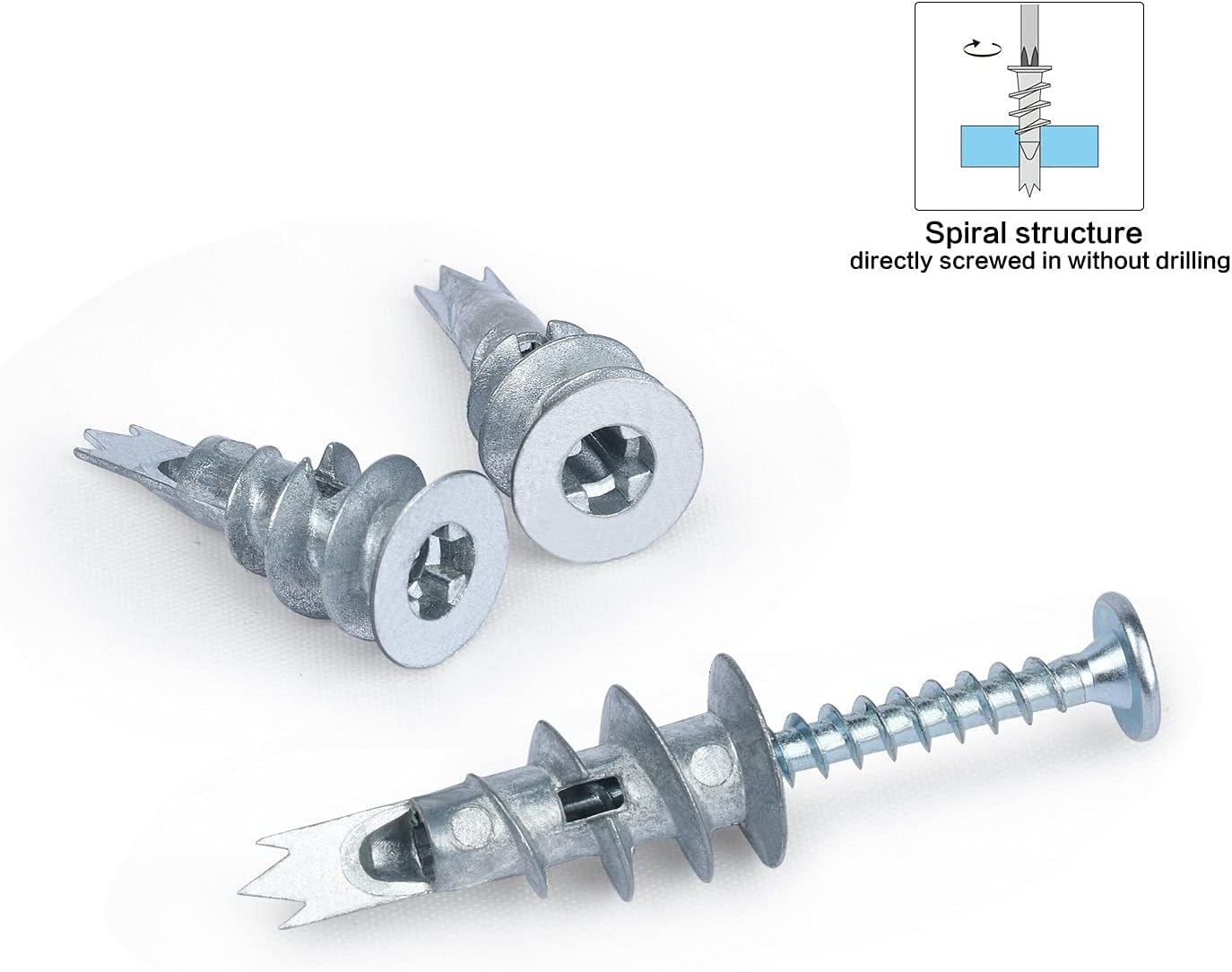 Drado 20pcs Metal Self Drilling Plasterboard Fixings Raw Plugs Cavity