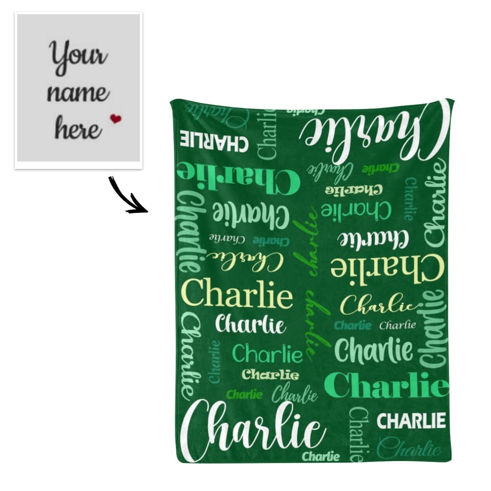 Neniftic Custom Blanket Personalized Throw Blankets with Names Baby Receiving Flannel Blanket for Kids Couples Adults Family