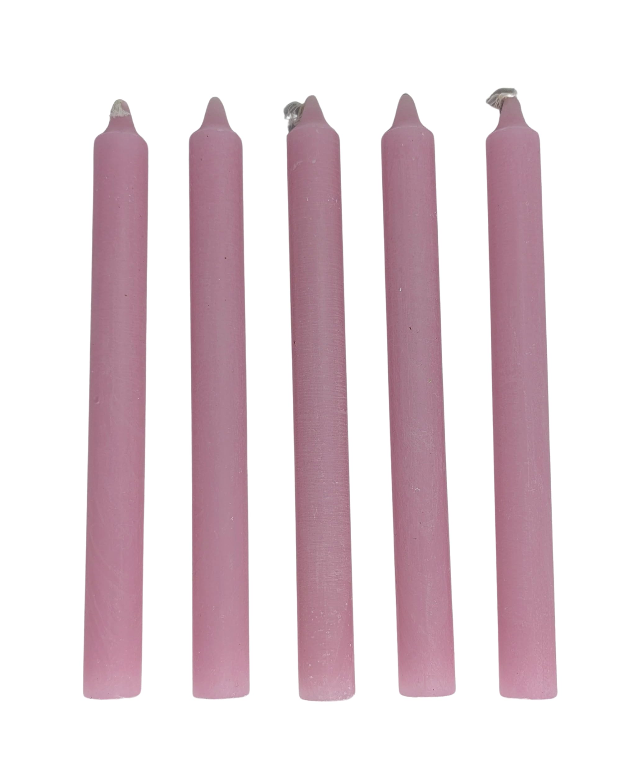 Solid Colour Dinner Candles, Pack of 5 Handmade Candles 20cm x 2cm Rustic Look Bistro Style Taper Candles (Pale Pink)