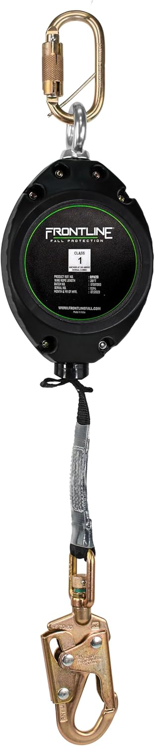 Frontline RPW20 Web Single Leg SRL with Steel Snap Hook End |OSHA & ANSI Compliant SRL | Durable, Lightweight & Compact | Tangle Free Webbing | Construction Safety Yoyo