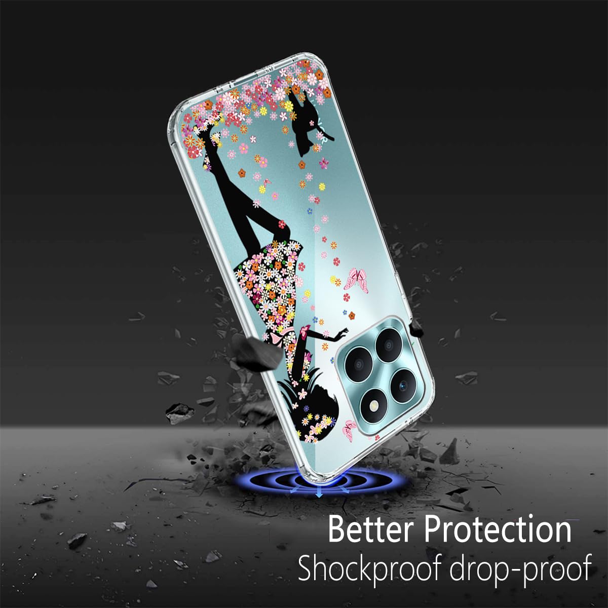AQGG Custodia + Vetro Temperato per Honor X6a (6.56) Cover Case Transparent TPU Morbido Silicone Bumper con Protezioni per Schermo - RomanticismoD