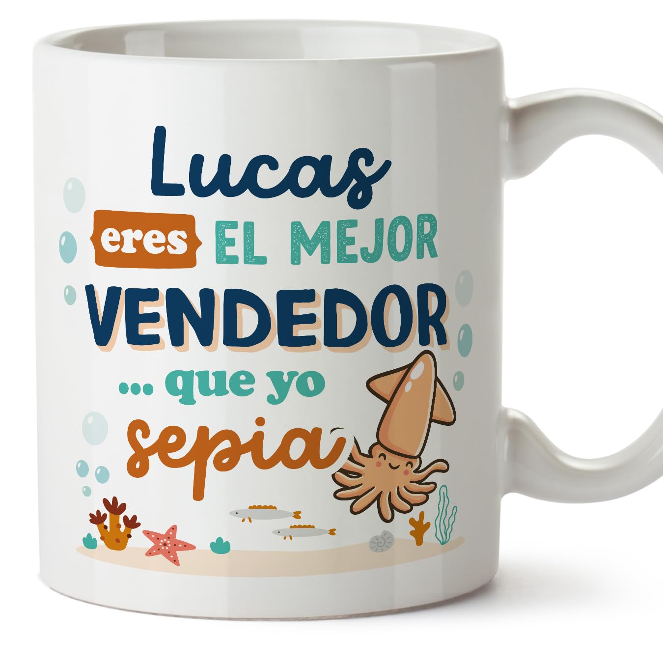 MUGFFINS Personalised Mug for Salesperson Man - in Spanish - Mejor que yo Sepia - Funny Custom Gift for Colleagues - Ceramic 11oz Mug