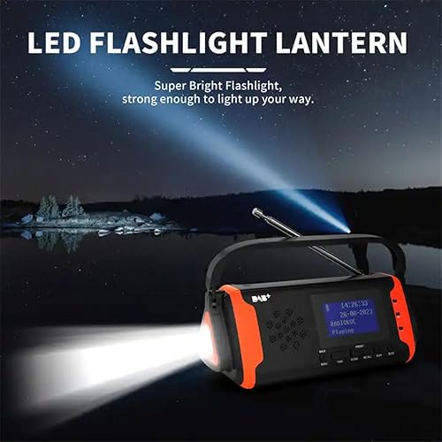 Miniatura 7 de Radio DAB solar portátil, radio digital LCD FM, soporte USB a prueba de agua, reproductor de auriculares de 0.138 in, 5 modos de carga 4000 mAh