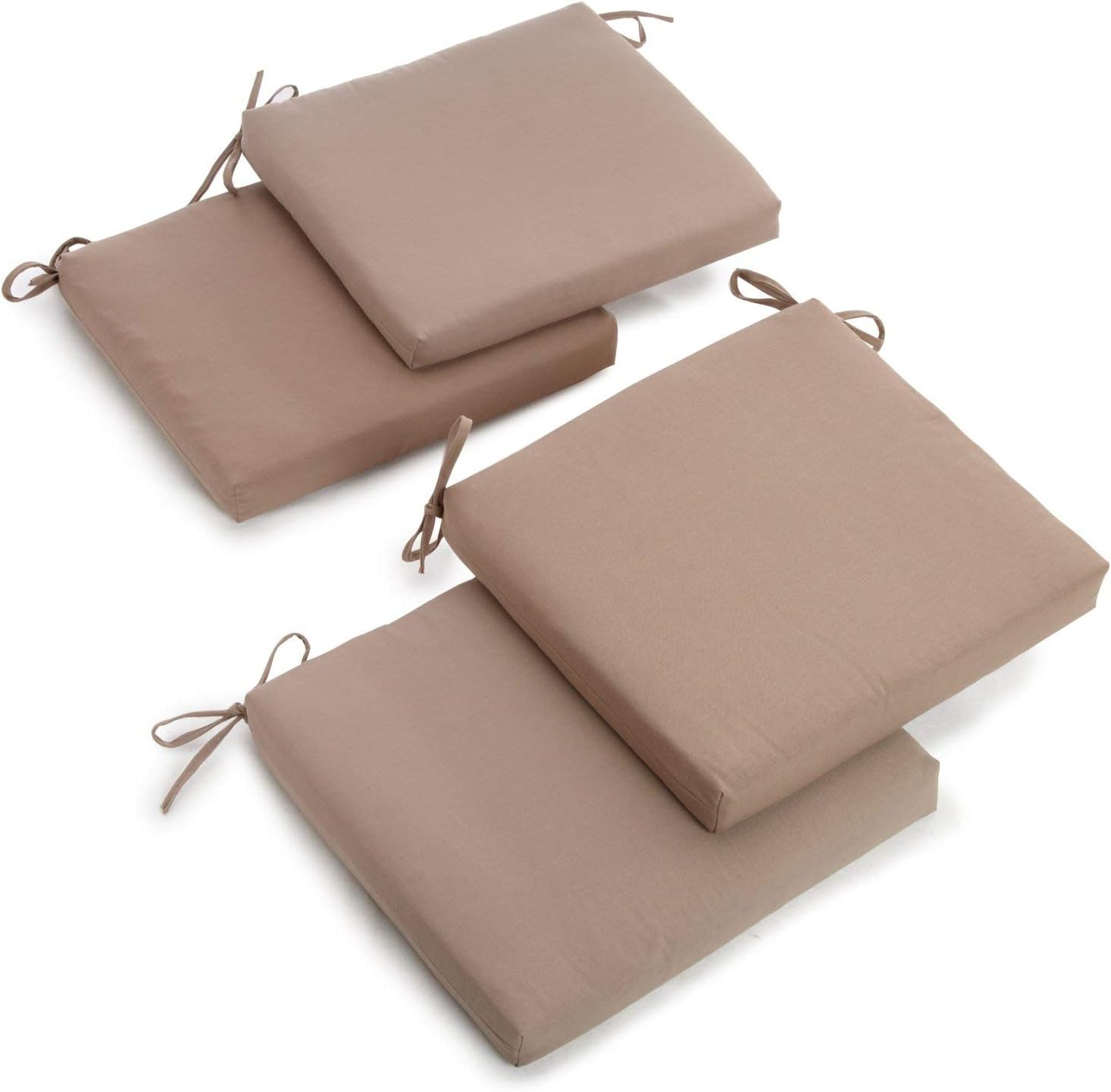 Blazing Needles, L.P. Indoor Twill Chair Cushion, 20 x 19, Toffee, 4 Count