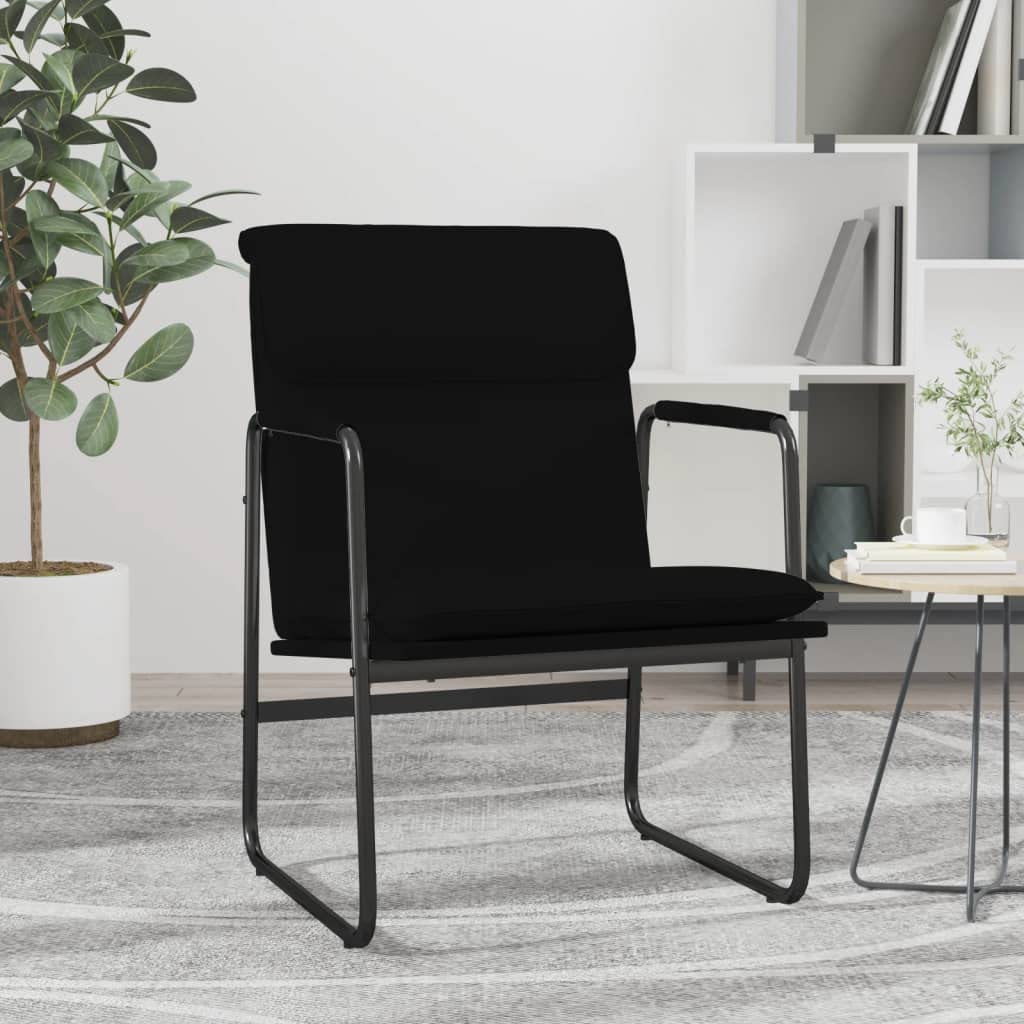 Chaise longue noir en similicuir 55x64x80 cm inclinée avec coussin