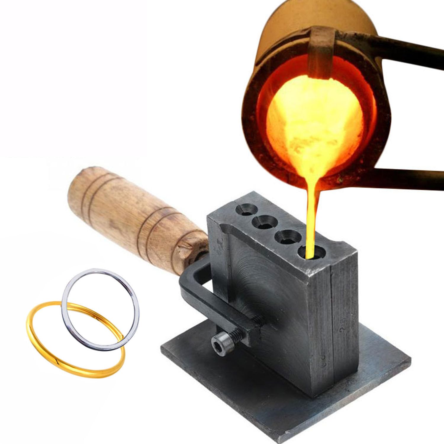 Jewelry Ingot Mold Reversible Wire Plate Adjustable Ingot Mold Precious Metal Casting Melting Mold Wire Mould Oil Groove Mold Making Tools for Sheet Bar Gold Silver Casting